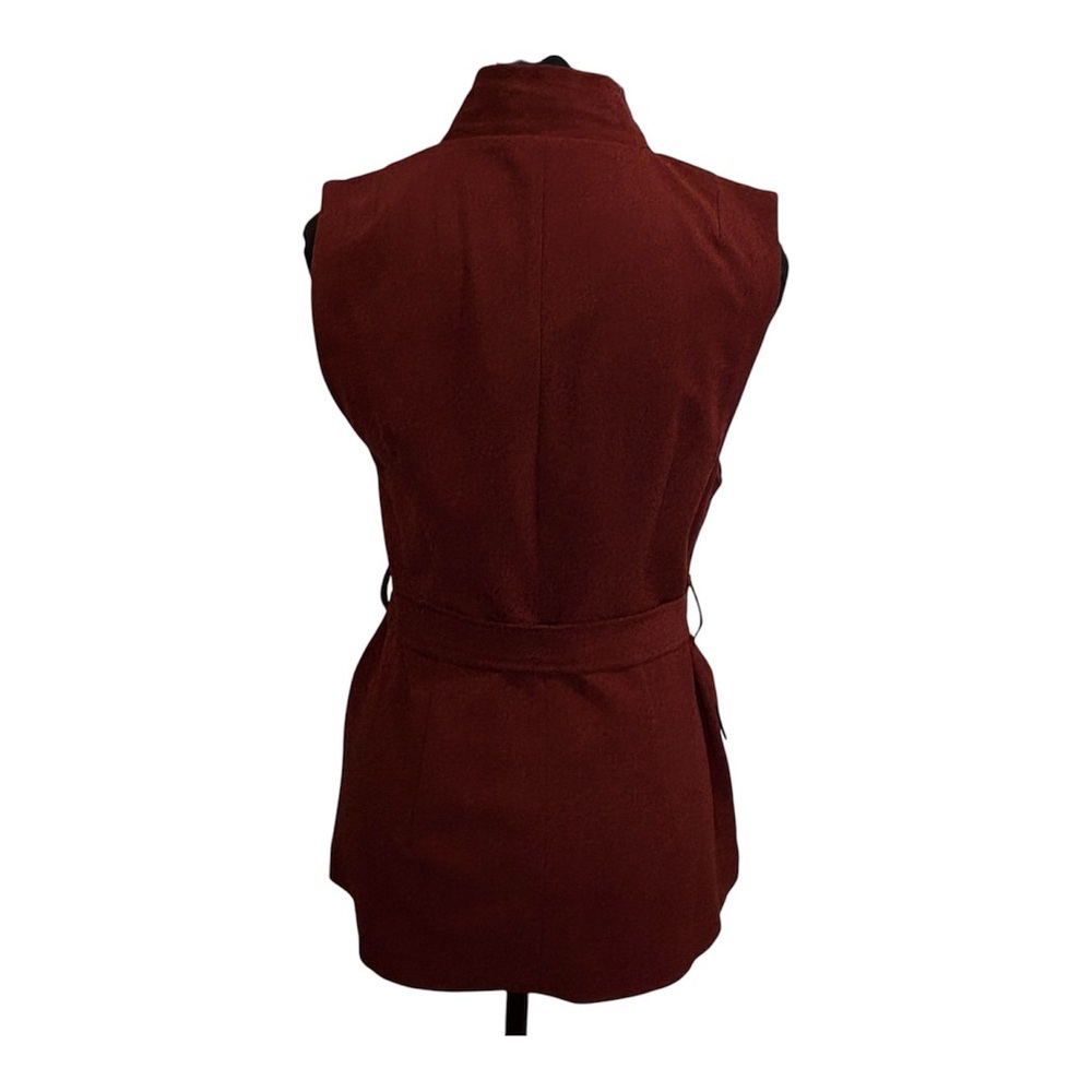 Reitmans Petite 2 Rust Belted Sleeveless Blazer Vest Tailored Wrap Front Career - Picture 7 of 15